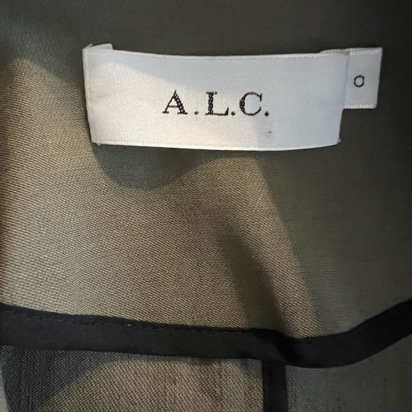 A.L.C. Kendrick Linen Blend Belted Kimono Puff Jacket Olive Green Sz O - Picture 14 of 14